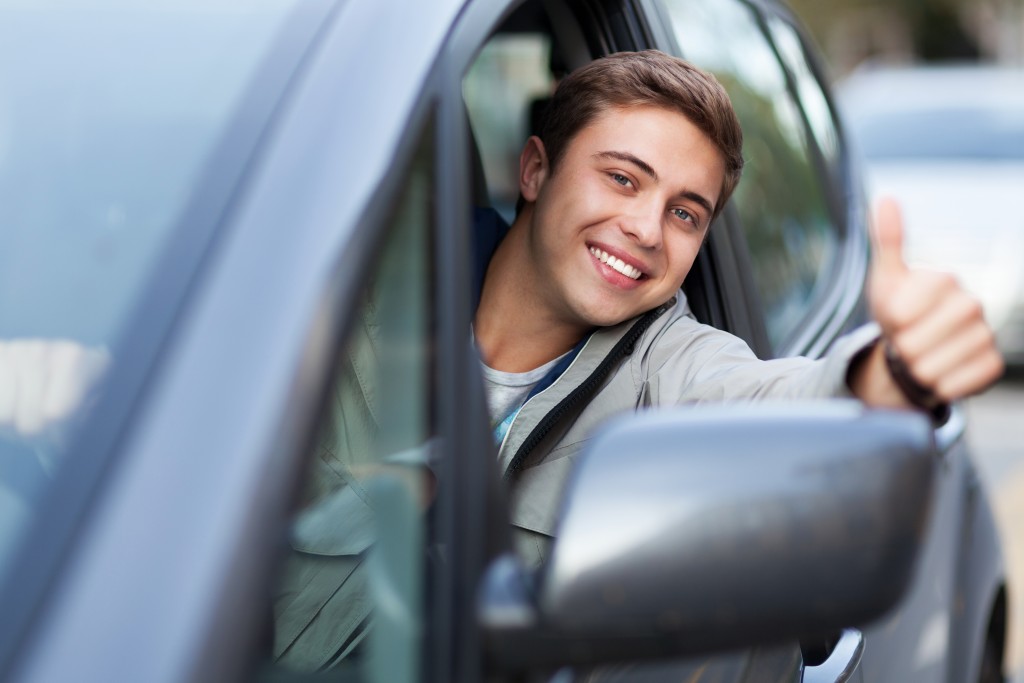 Man driving on his way to work