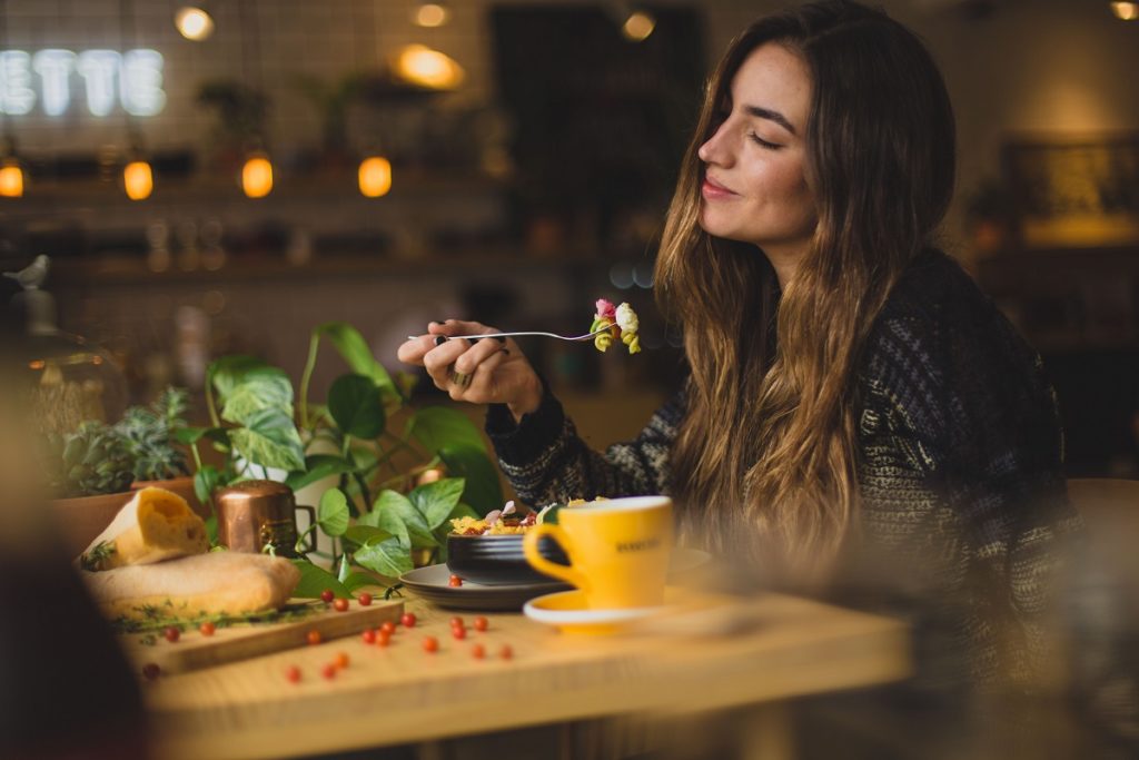 eating at a restaurant