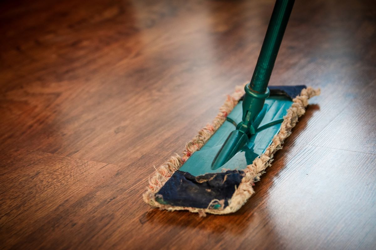 mopping the floor