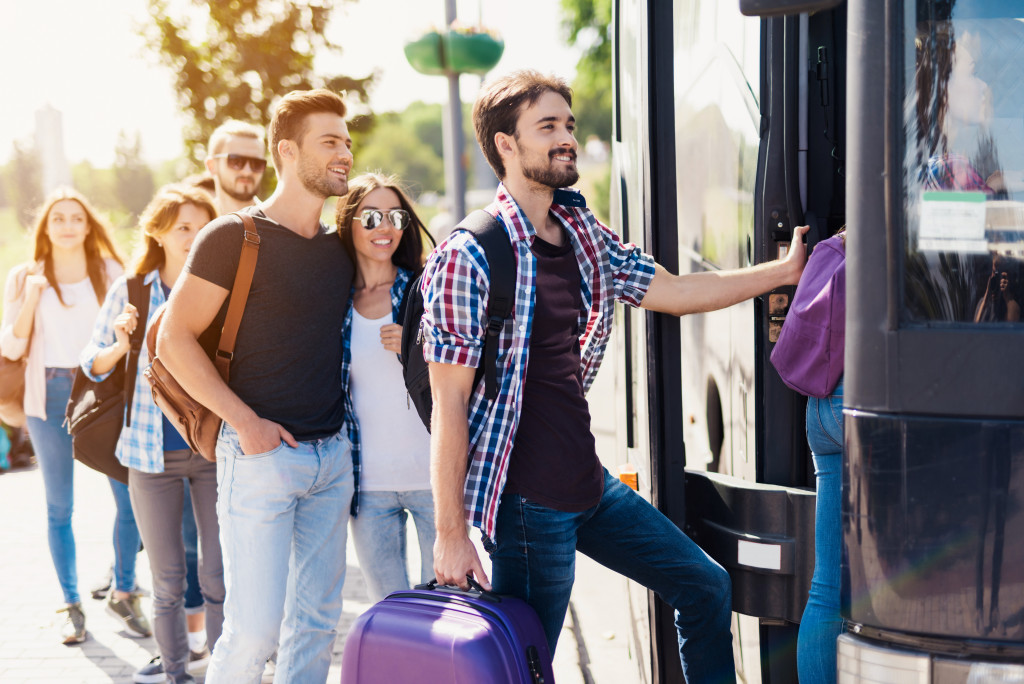man about to ride a bus