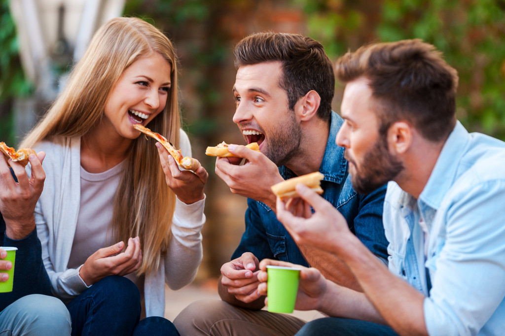 group of people eating