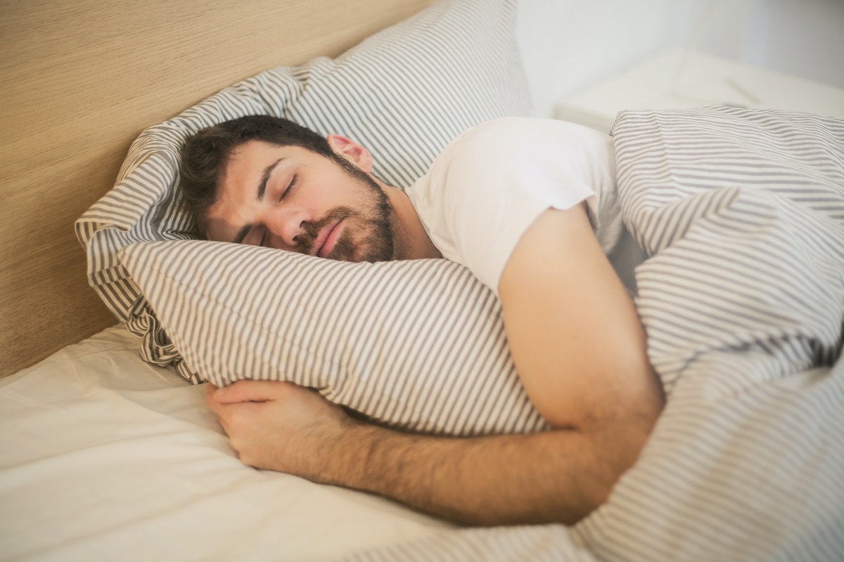 man peacefully sleeping