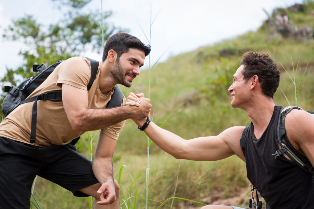 two men hiking