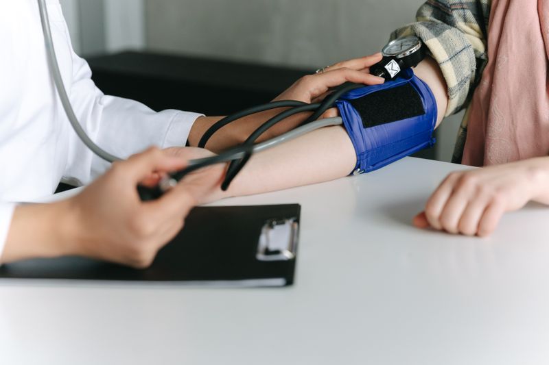 checking the blood pressure